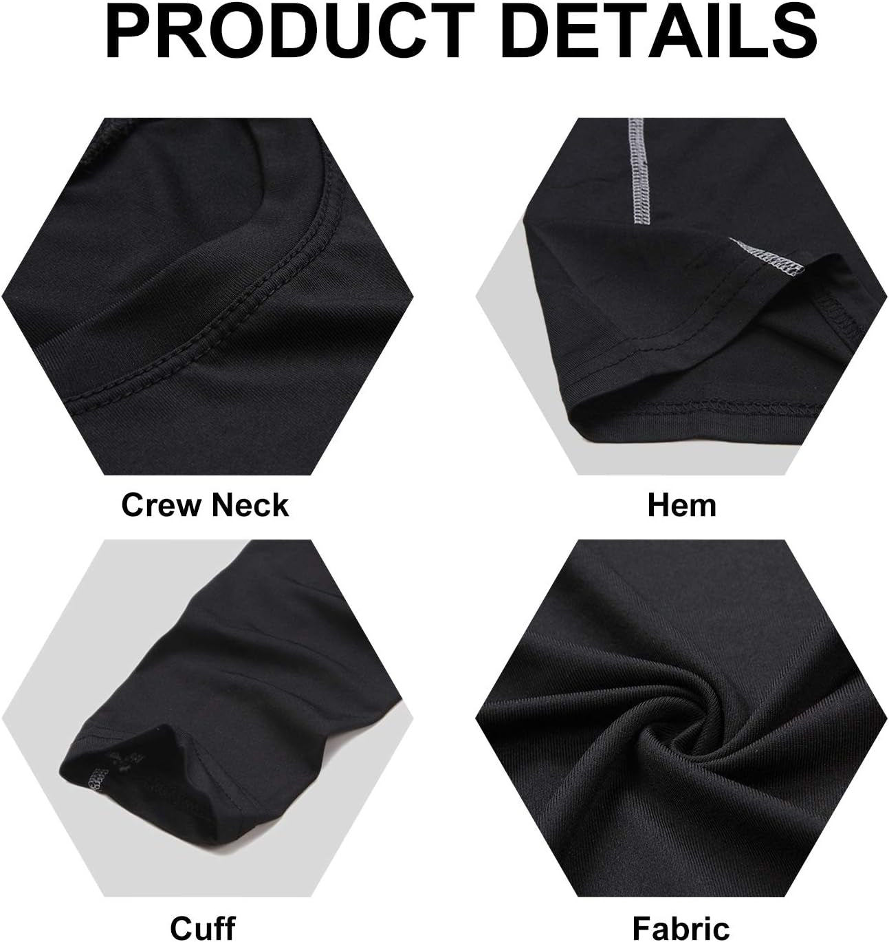 5 or 3 Pack Compression Shirts for Men Long Sleeve Cool Dry Athletic Workout Baselayer Baseball Undershirt Tops