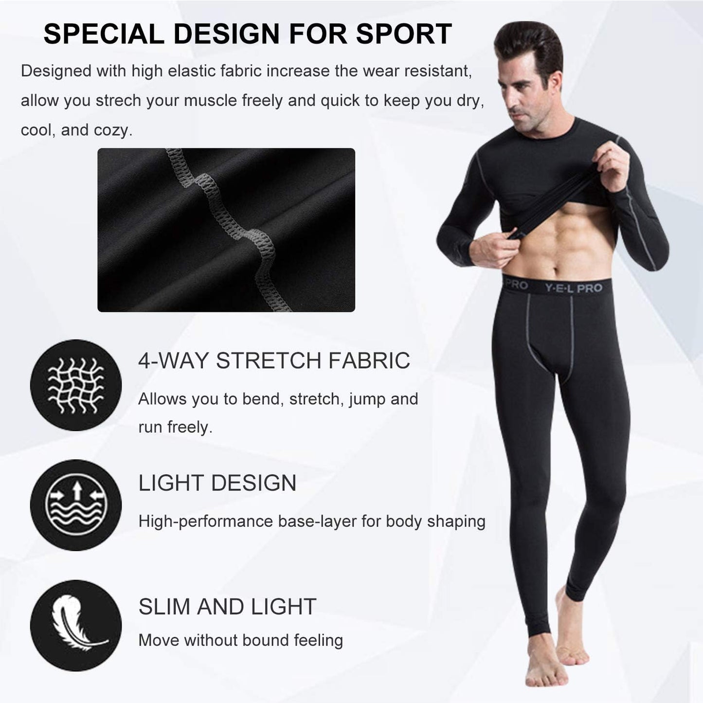 5 or 3 Pack Compression Shirts for Men Long Sleeve Cool Dry Athletic Workout Baselayer Baseball Undershirt Tops