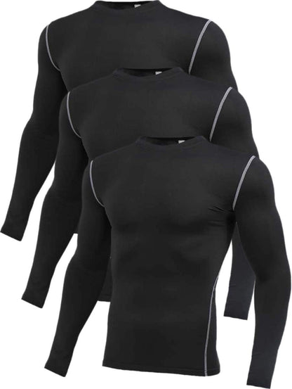 5 or 3 Pack Compression Shirts for Men Long Sleeve Cool Dry Athletic Workout Baselayer Baseball Undershirt Tops