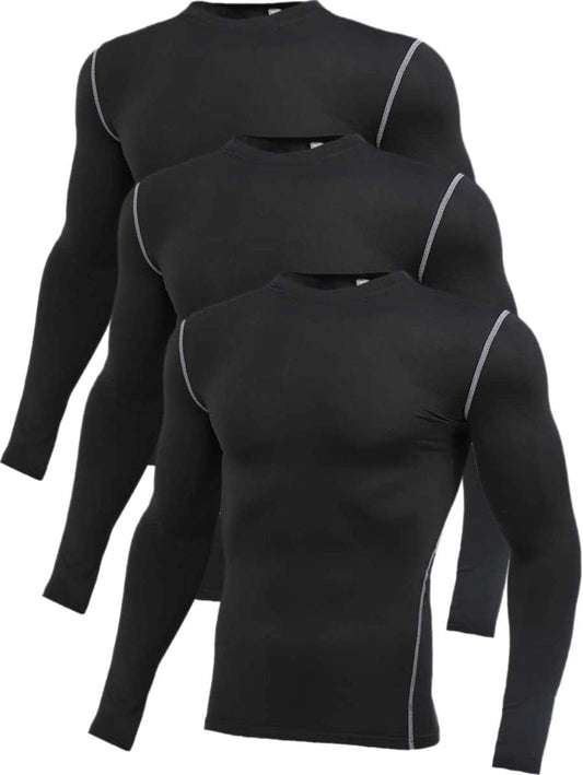 5 or 3 Pack Compression Shirts for Men Long Sleeve Cool Dry Athletic Workout Baselayer Baseball Undershirt Tops