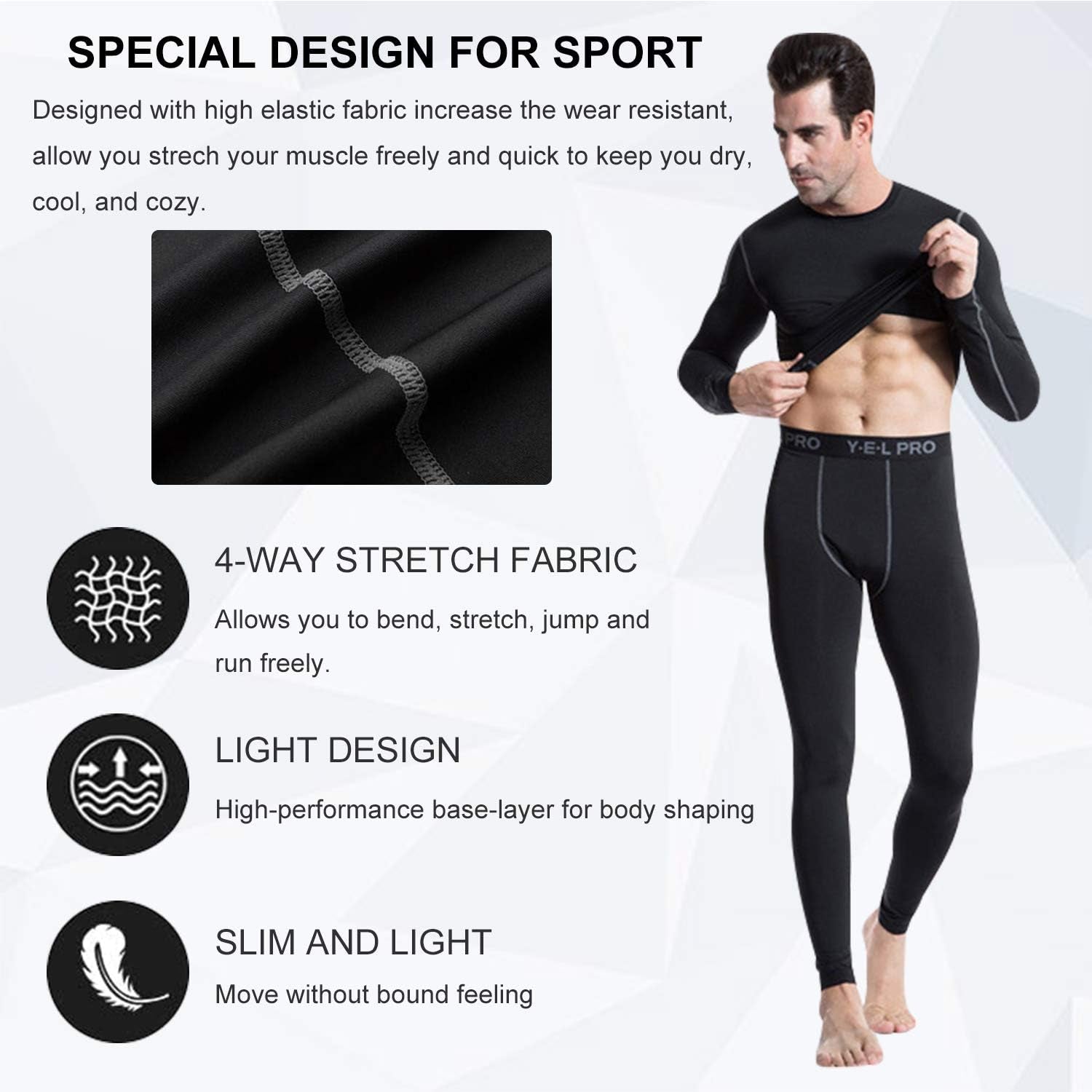 5 or 3 Pack Compression Shirts for Men Long Sleeve Cool Dry Athletic Workout Baselayer Baseball Undershirt Tops